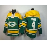 nike nfl jerseys green bay packers #4 favre yellow-green[pullover hooded sweatshirt]