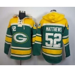 nike nfl jerseys green bay packers #52 clay matthews green-yellow[pullover hooded sweatshirt]
