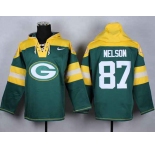 nike nfl jerseys green bay packers #87 jordy nelson yellow-green-1[pullover hooded sweatshirt