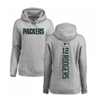 Football Women's Green Bay Packers #12 Aaron Rodgers Ash Backer Hoodie