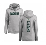 Football Women's Green Bay Packers #17 Davante Adams Ash Backer Hoodie