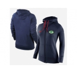 Women Nike Green Bay Packers Full-Zip Performance Hoodie Dark Blue