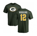 Football Green Bay Packers #12 Aaron Rodgers Green Name & Number Logo T-Shirt