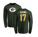Football Green Bay Packers #17 Davante Adams Green Name & Number Logo Long Sleeve T-Shirt