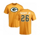 Football Green Bay Packers #26 Darnell Savage Jr. Gold Name & Number Logo T-Shirt