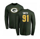 Football Green Bay Packers #91 Preston Smith Green Name & Number Logo Long Sleeve T-Shirt