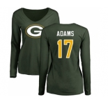 Football Women's Green Bay Packers #17 Davante Adams Green Name & Number Logo Long Sleeve T-Shirt