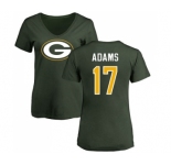 Football Women's Green Bay Packers #17 Davante Adams Green Name & Number Logo T-Shirt