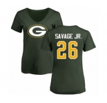 Football Women's Green Bay Packers #26 Darnell Savage Jr. Green Name & Number Logo T-Shirt
