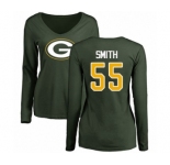 Football Women's Green Bay Packers #55 Za'Darius Smith Green Name & Number Logo Long Sleeve T-Shirt