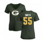 Football Women's Green Bay Packers #55 Za'Darius Smith Green Name & Number Logo T-Shirt