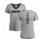 Football Women's Green Bay Packers #91 Preston Smith Ash Backer V-Neck T-Shirt