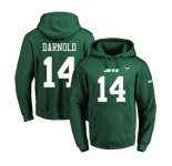 Football Men's New York Jets #14 Sam Darnold Green Name & Number Pullover Hoodie