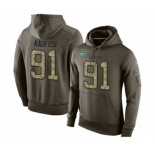 Football Men's New York Jets #91 Bronson Kaufusi Green Salute To Service Pullover Hoodie