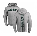 Football New York Jets #14 Sam Darnold Ash Backer Pullover Hoodie