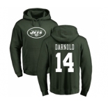 Football New York Jets #14 Sam Darnold Green Name & Number Logo Pullover Hoodie