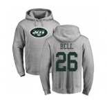 Football New York Jets #26 Le'Veon Bell Ash Name & Number Logo Pullover Hoodie