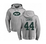 Football New York Jets #44 Harvey Langi Ash Name & Number Logo Pullover Hoodie