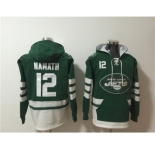 Men's New York Jets #12 Joe Namath Green Ageless Must-Have Lace-Up Pullover Hoodie