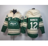 nike nfl jerseys new york jets #12 joe namath cream-green[pullover hooded sweatshirt]