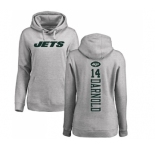 Football Women's New York Jets #14 Sam Darnold Ash Backer Pullover Hoodie