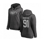 Football Women's New York Jets #91 Bronson Kaufusi Ash One Color Pullover Hoodie