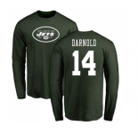 Football New York Jets #14 Sam Darnold Green Name & Number Logo Long Sleeve T-Shirt