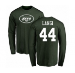 Football New York Jets #44 Harvey Langi Green Name & Number Logo Long Sleeve T-Shirt