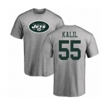 Football New York Jets #55 Ryan Kalil Ash Name & Number Logo T-Shirt