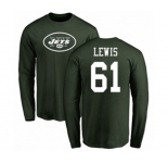Football New York Jets #61 Alex Lewis Green Name & Number Logo Long Sleeve T-Shirt