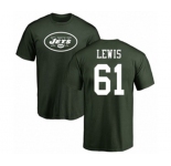 Football New York Jets #61 Alex Lewis Green Name & Number Logo T-Shirt