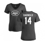 Football Women's New York Jets #14 Sam Darnold Ash One Color T-Shirt