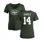 Football Women's New York Jets #14 Sam Darnold Green Name & Number Logo T-Shirt