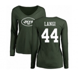 Football Women's New York Jets #44 Harvey Langi Green Name & Number Logo Long Sleeve T-Shirt
