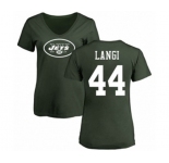 Football Women's New York Jets #44 Harvey Langi Green Name & Number Logo T-Shirt
