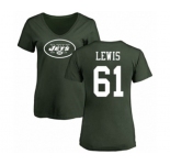 Football Women's New York Jets #61 Alex Lewis Green Name & Number Logo T-Shirt