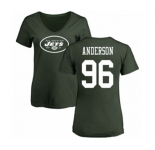 Football Women's New York Jets #96 Henry Anderson Green Name & Number Logo T-Shirt