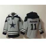 Men's Dallas Cowboys #11 Micah Parsons Gray Ageless Must-Have Lace-Up Pullover Hoodie
