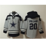 Men's Dallas Cowboys #20 Tony Pollard Gray Ageless Must-Have Lace-Up Pullover Hoodie