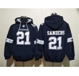 Men's Dallas Cowboys #21 Barry Sanders Navy Ageless Must-Have Lace-Up Pullover Hoodie