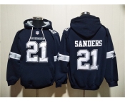 Men's Dallas Cowboys #21 Barry Sanders Navy Ageless Must-Have Lace-Up Pullover Hoodie