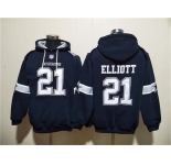 Men's Dallas Cowboys #21 Ezekiel Elliott Navy Ageless Must-Have Lace-Up Pullover Hoodie