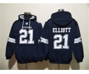 Men's Dallas Cowboys #21 Ezekiel Elliott Navy Ageless Must-Have Lace-Up Pullover Hoodie