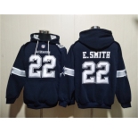Men's Dallas Cowboys #22 Emmitt Smith Navy Ageless Must-Have Lace-Up Pullover Hoodie