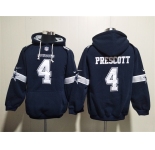 Men's Dallas Cowboys #4 Dak Prescott Navy Ageless Must-Have Lace-Up Pullover Hoodie
