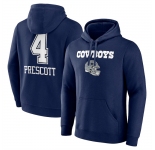 Men's Dallas Cowboys #4 Dak Prescott Navy Team Wordmark Player Name & Number Pullover Hoodie
