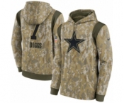 Men's Dallas Cowboys #7 Trevon Diggs Camo 2021 Salute To Service Therma Performance Pullover Hoodie