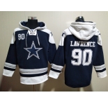 Men's Dallas Cowboys #90 Demarcus Lawrence Navy Blue Ageless Must Have Lace Up Pullover Hoodie