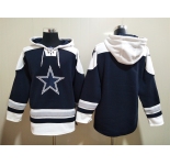 Men's Dallas Cowboys Blank Navy Blue Ageless Must Have Lace Up Pullover Hoodie