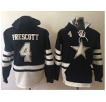 Nike Dallas Cowboys #4 Dak Prescott Navy Blue White Name & Number Pullover NFL Hoodie